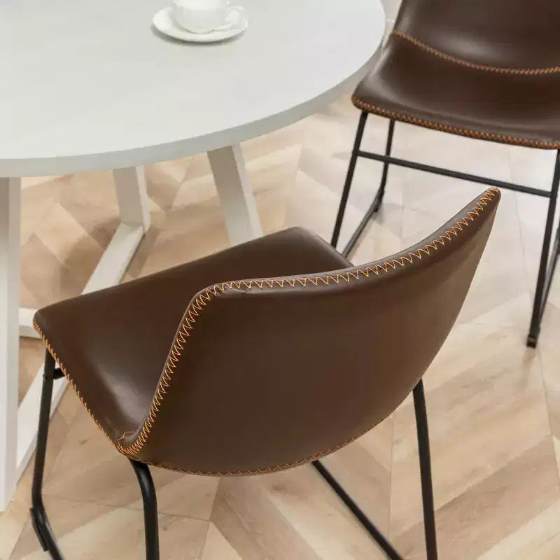 Ensemble de salle à manger rond Varna Roundhill Furniture, table à manger à tréteaux avec 4 chaises élégantes, 5 pièces