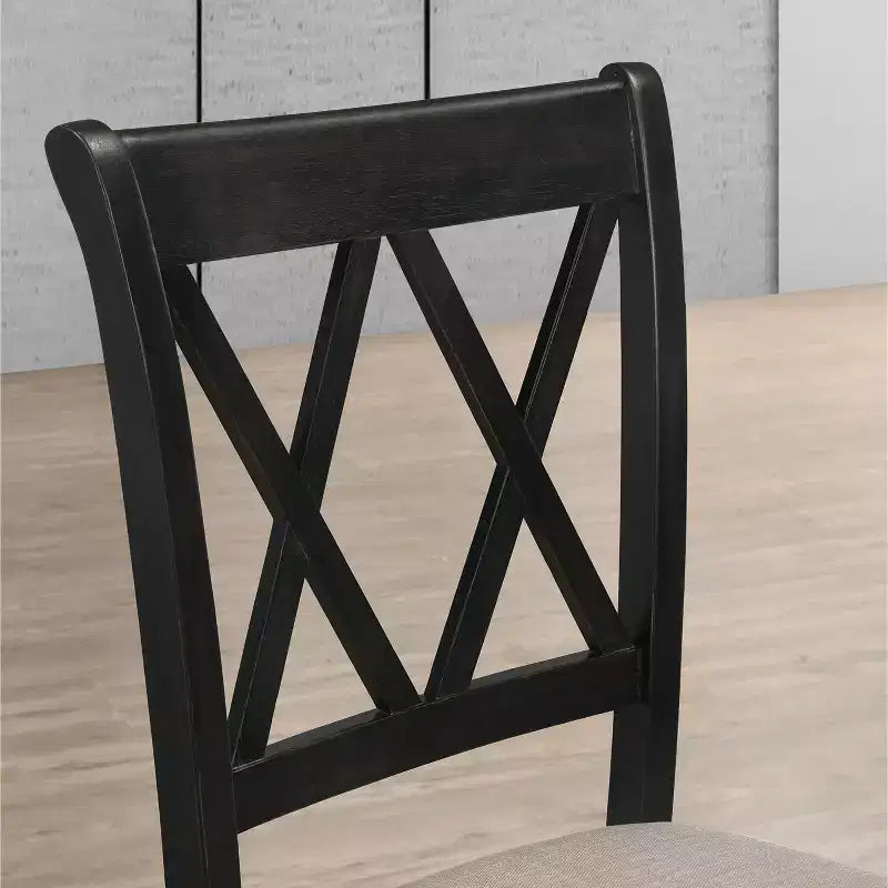 Ensemble de salle à manger Roundhill Furniture Arroyo, table à manger avec pieds épingles, 4 chaises à dossier croisé et banc, noir intense, 6 pièces