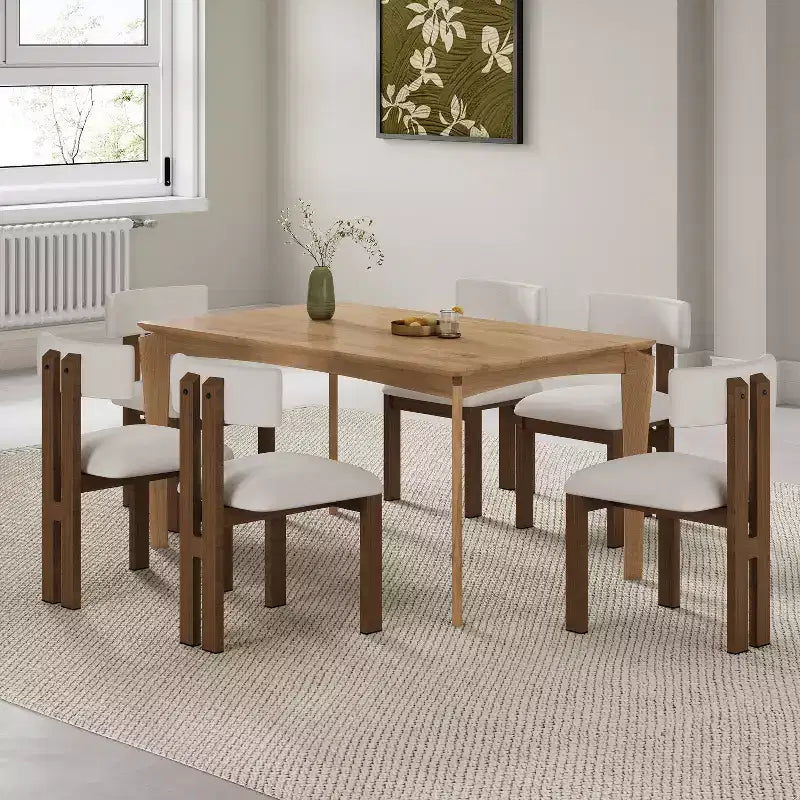 Ensemble de salle à manger rembourré 7 pièces en bois et métal Christopher Knight Home Benao