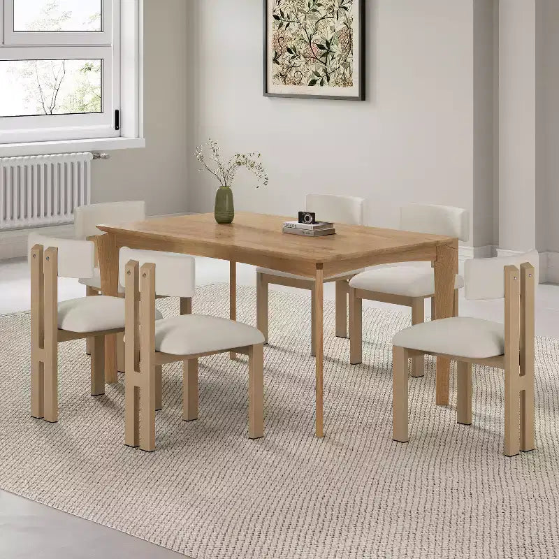 Ensemble de salle à manger rembourré 7 pièces en bois et métal Christopher Knight Home Benao