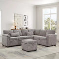 97W L-Shaped Corner Sectional Sofa Couch with Storage Ottoman, 7-Seat Chenille Fabric Corner Couch with 2 Pillows for Living Room - ModernLuxe