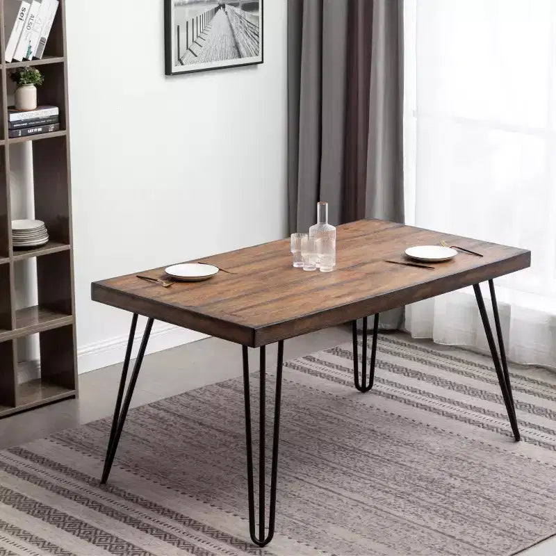 Ensemble de salle à manger Ashzo de Roundhill Furniture, table à manger avec pieds épingles et 6 chaises, 7 pièces