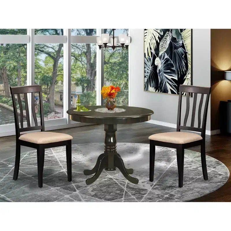 Ensemble de table de cuisine HomeStock avec 2 chaises noir moderne
