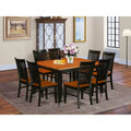 Modern 9 Piece Dining Set Square Table 8 Chairs Black Cherry Finish 54x54 Inch