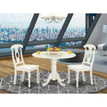 HomeStock Linen White Round Dining Table Set with 2 Chairs
