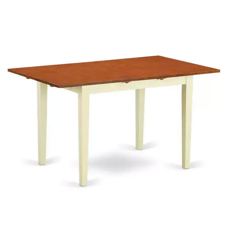 Ensemble de salle à manger HomeStock pour 4 personnes, finition cerisier et crème, table rectangulaire et chaises