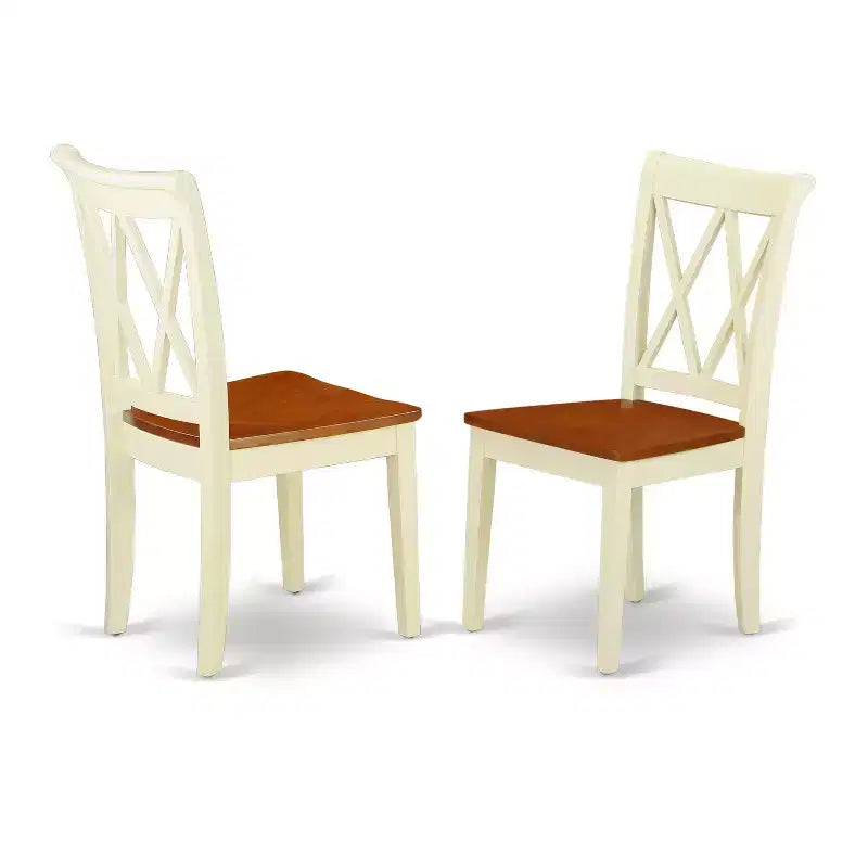 Ensemble de salle à manger HomeStock pour 4 personnes, finition cerisier et crème, table rectangulaire et chaises