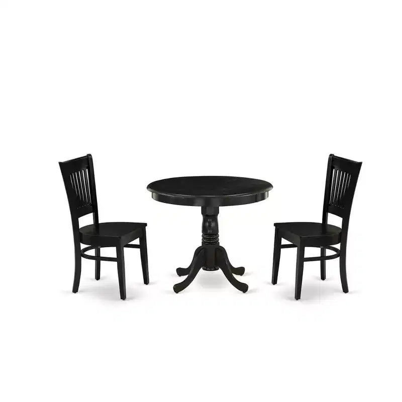 Ensemble de salle à manger HomeStock ANVA3 noir avec piédestal rond