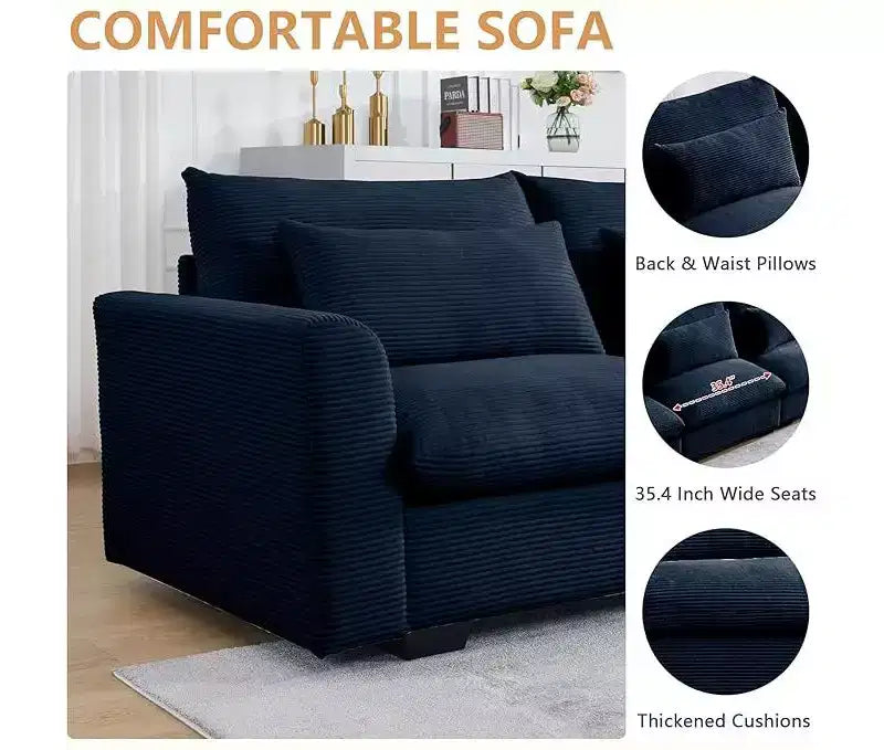 Christopher Knight Home Nelly Grand Canapé Sectionnel en Corduroy en Forme de L de 157,5, avec Ottoman de Rangement et 4 Coussins Lombaires