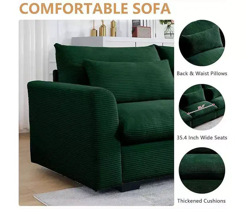 Christopher Knight Home Nelly Grand Canapé Sectionnel en Corduroy en Forme de L de 157,5, avec Ottoman de Rangement et 4 Coussins Lombaires