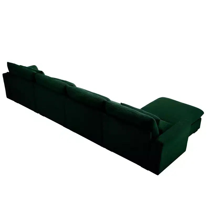 Christopher Knight Home Nelly Grand Canapé Sectionnel en Corduroy en Forme de L de 157,5, avec Ottoman de Rangement et 4 Coussins Lombaires
