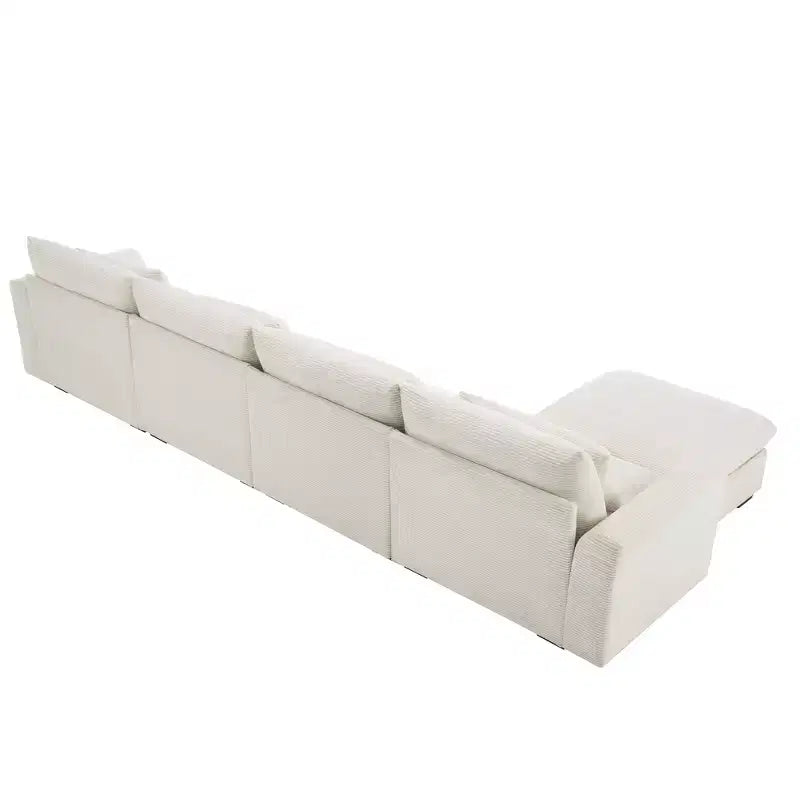 Christopher Knight Home Nelly Grand Canapé Sectionnel en Corduroy en Forme de L de 157,5, avec Ottoman de Rangement et 4 Coussins Lombaires