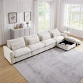 Christopher Knight Home Nelly Grand Canapé Sectionnel en Corduroy en Forme de L de 157,5, avec Ottoman de Rangement et 4 Coussins Lombaires