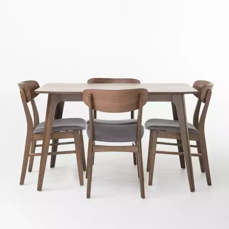 Ensemble de salle à manger 5 pièces Christopher Knight Home Iriat en tissu rembourré et bois, style milieu de siècle