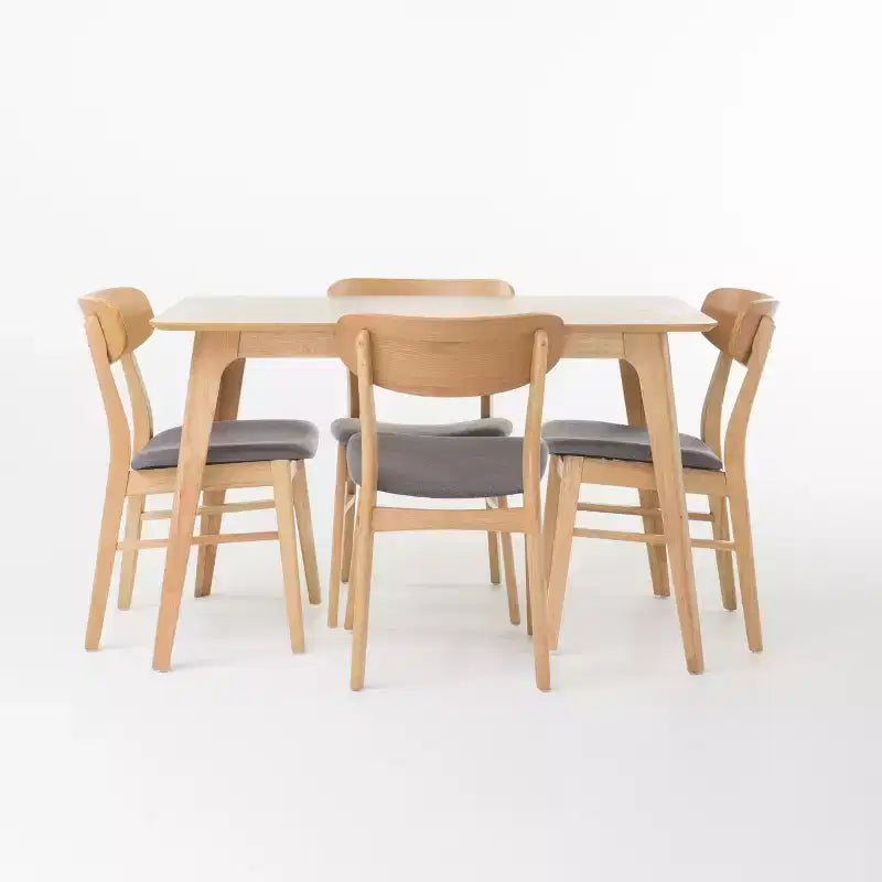 Ensemble de salle à manger 5 pièces Christopher Knight Home Iriat en tissu rembourré et bois, style milieu de siècle