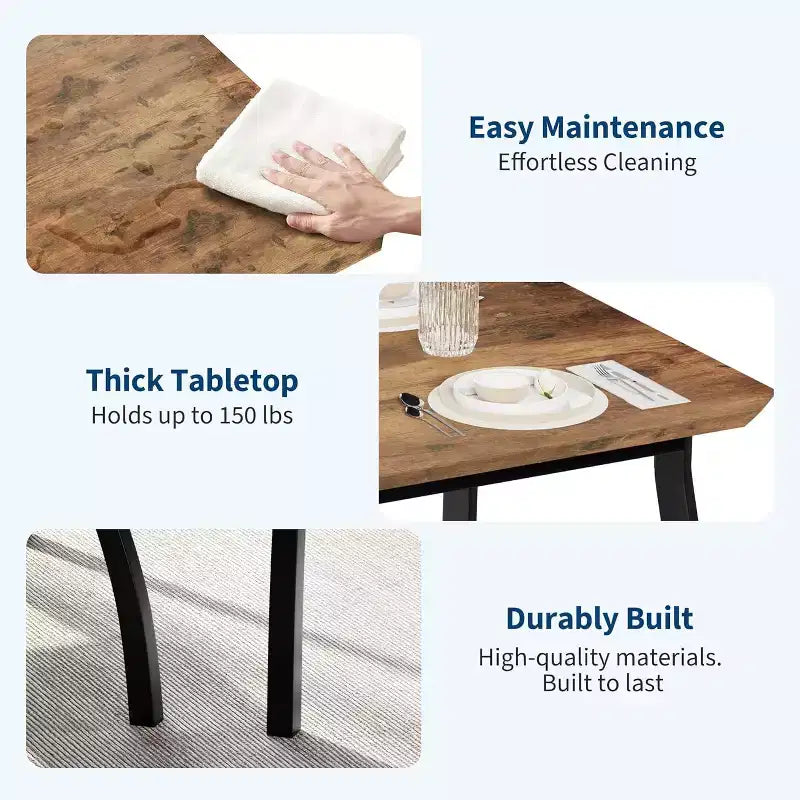 Ensemble table à manger 5 pièces pour 4 personnes, table de cuisine moderne et 4 chaises, cadre métallique peu encombrant, pour petit appartement, salle à manger