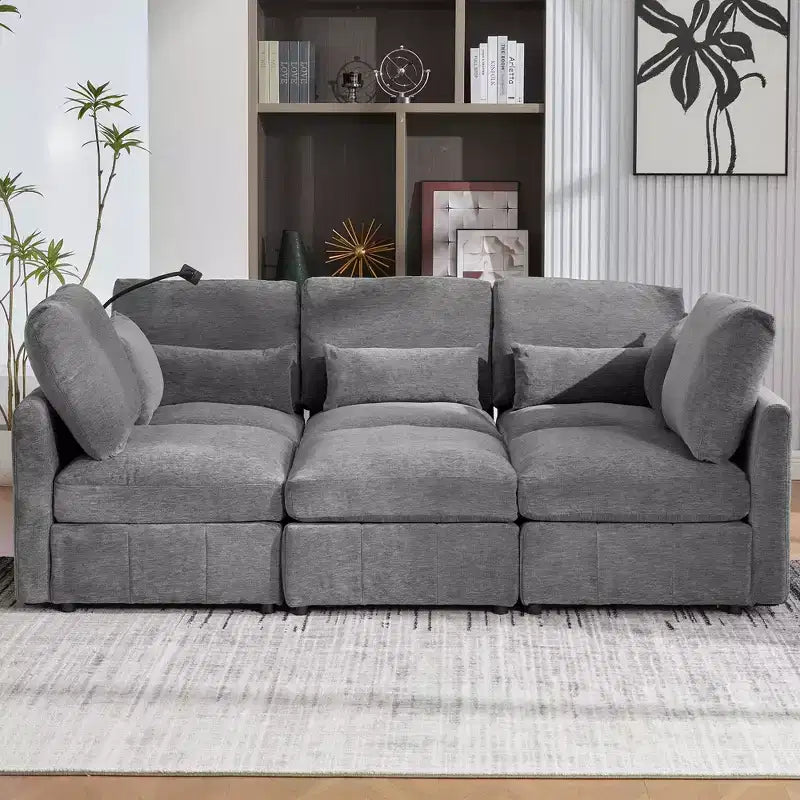 Canapé modulable multifonctionnel Merax avec pouf mobile