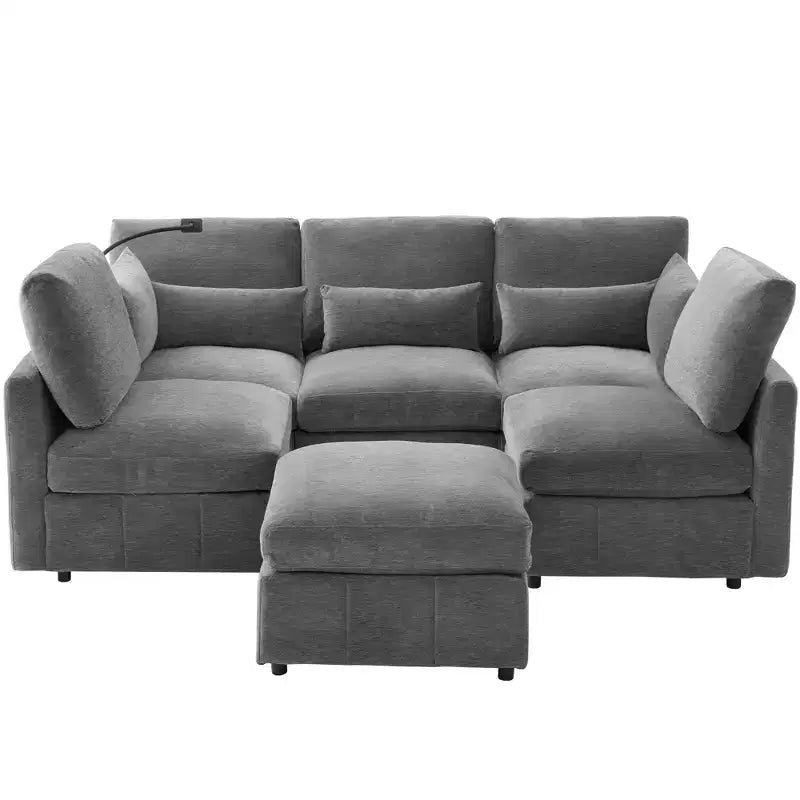 Canapé modulable multifonctionnel Merax avec pouf mobile