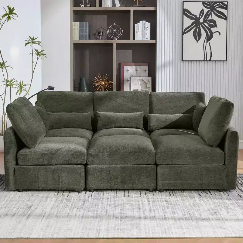 Canapé modulable multifonctionnel Merax avec pouf mobile