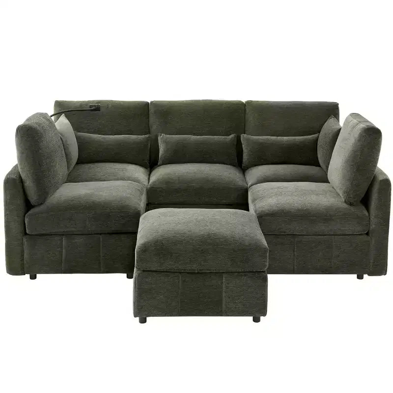 Canapé modulable multifonctionnel Merax avec pouf mobile