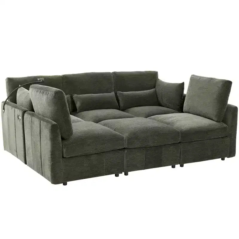 Canapé modulable multifonctionnel Merax avec pouf mobile