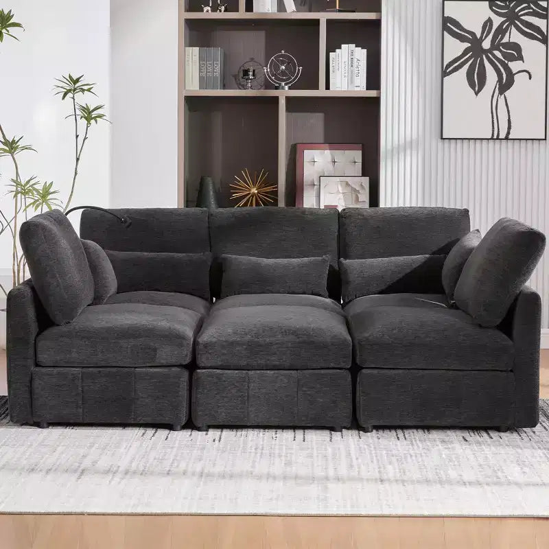 Canapé modulable multifonctionnel Merax avec pouf mobile