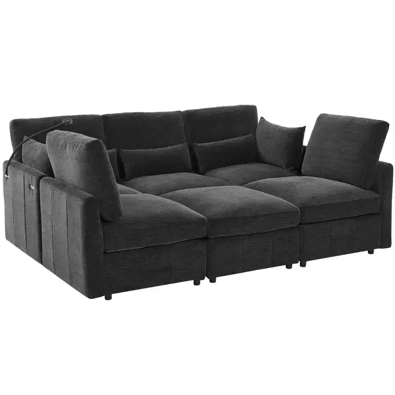 Canapé modulable multifonctionnel Merax avec pouf mobile