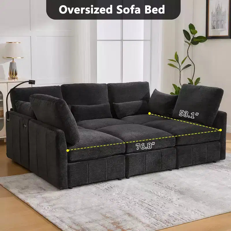 Canapé modulable multifonctionnel Merax avec pouf mobile