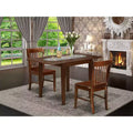 HomeStock Belmont 3Pc Dining Set Features a Wood Table and 2 Wooden Dining Chairs with Seat and Slat back, Mahogany Finish