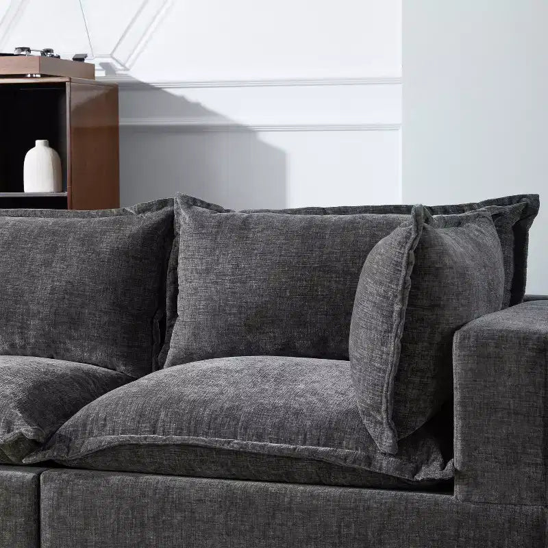 Canapé modulable en U surdimensionné à 7 places Polibi avec pouf de rangement