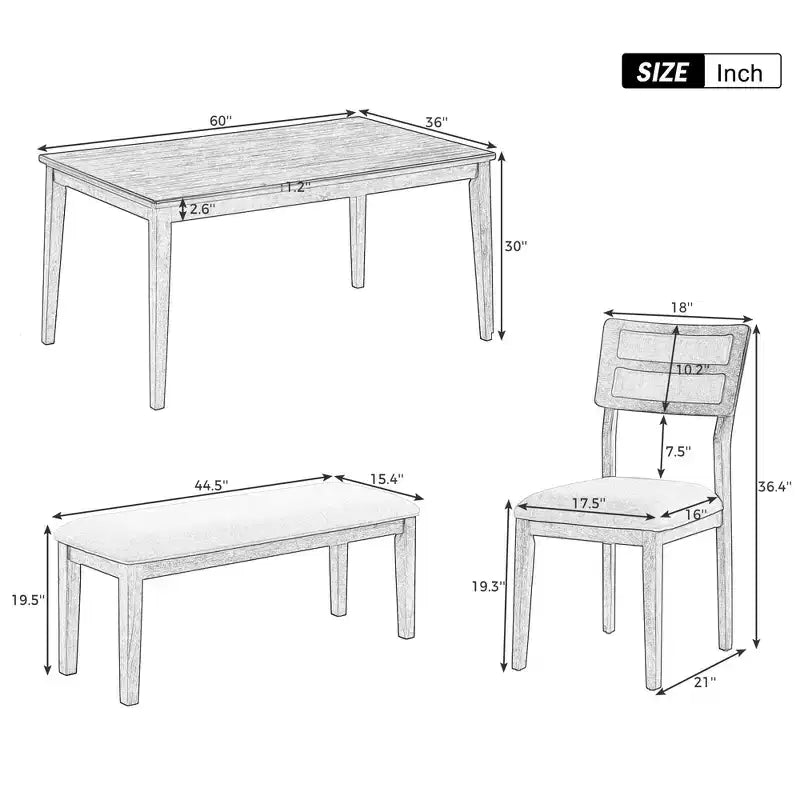 Ensemble de salle à manger GDFStudio Monica 6 pièces avec table et chaises rembourrées