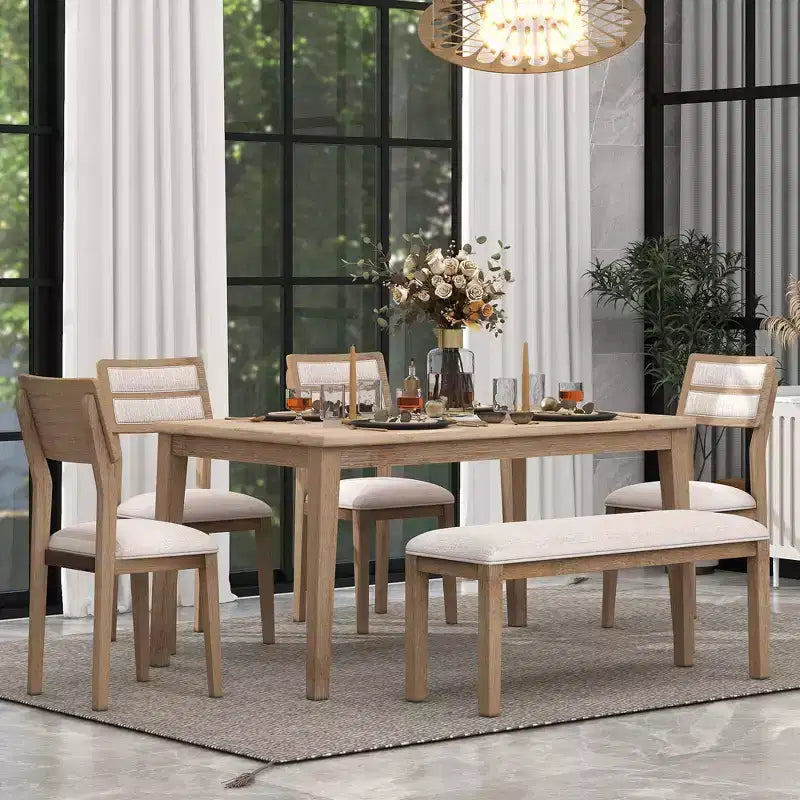 Ensemble de salle à manger GDFStudio Monica 6 pièces avec table et chaises rembourrées