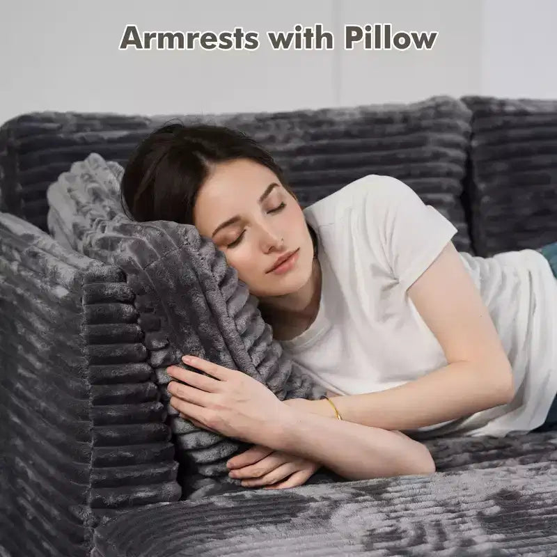 Canapé modulaire de luxe HOMLUX, canapé nuage surdimensionné pour salon, canapé-lit convertible rembourré à assise profonde avec méridienne et pouf