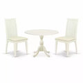 3-Piece Linen White Finish Solid Wood Top - Dining Room Set - Seats 4