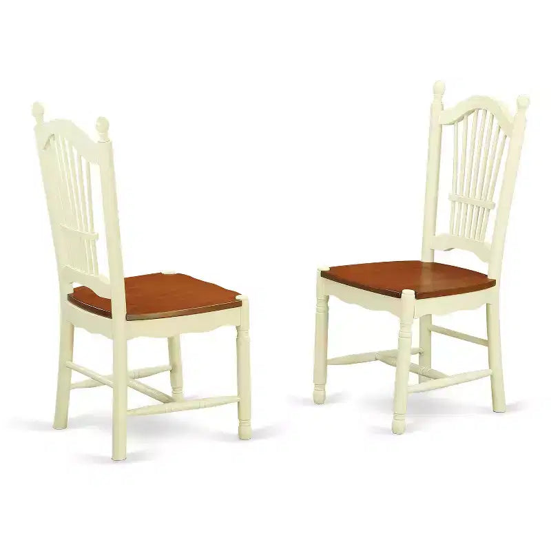 Table à manger rectangulaire 9 pièces HomeStock en bois massif finition cerisier et crème avec 8 chaises