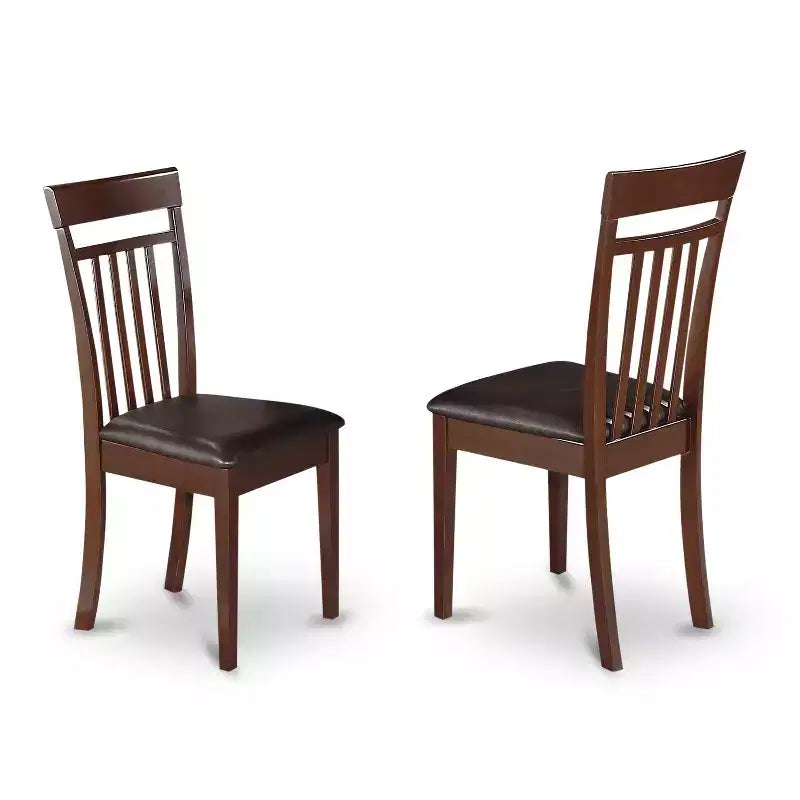 Ensemble de salle à manger 4 personnes avec table à rabats et chaises, petite table ronde sur pied avec chaises à dossier échelle, finition acajou