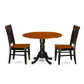 3-Piece Black and Cherry Finish Solid Wood Top - Dining Room Set - Seats 4