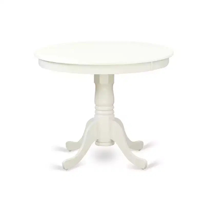 Ensemble table à manger ronde 36 pouces - Table et 2 chaises - Pieds blancs lin - Tissu Shitake foncé