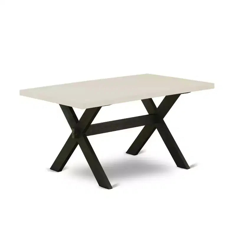 Table à manger HomeStock 7 pièces rectangulaire en bois massif finition chêne naturel avec 6 chaises Parson