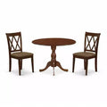 3-Piece Mahogany Finish Solid Wood Top - Dining Room Set - Seats 4