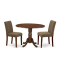 3-Piece Mahogany Finish Solid Wood Top-Round Dining Room Set -Seats 4