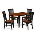 5-Piece Black and Cherry Finish Solid Wood Top - Dining Room Set - Seats 4