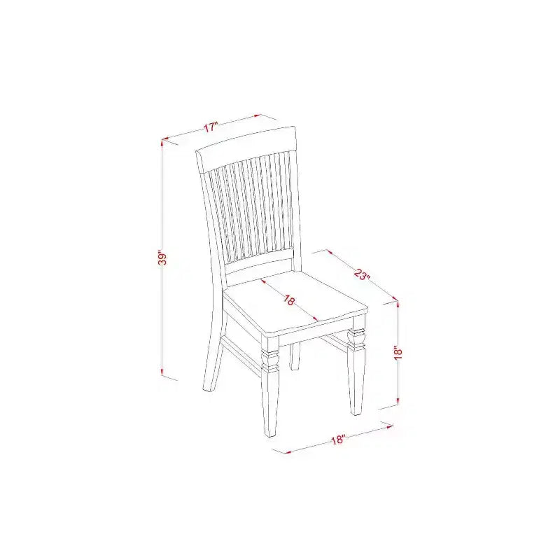 Ensemble de salle à manger 5 pièces en bois massif finition noire et cerisier – 4 places