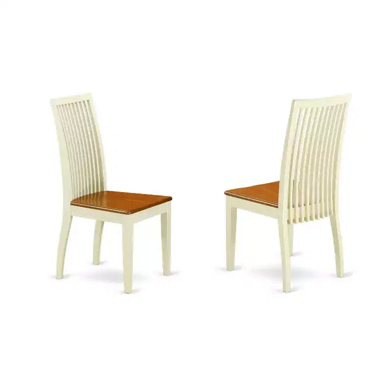 Table de salle à manger HomeStock 5 pièces avec plateau en bois massif finition cerisier et crème et 4 chaises