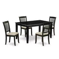 HomeStock 5-Pc Black Finish Solid Wood Top - Rectangular Dining Room Set - Seats 4