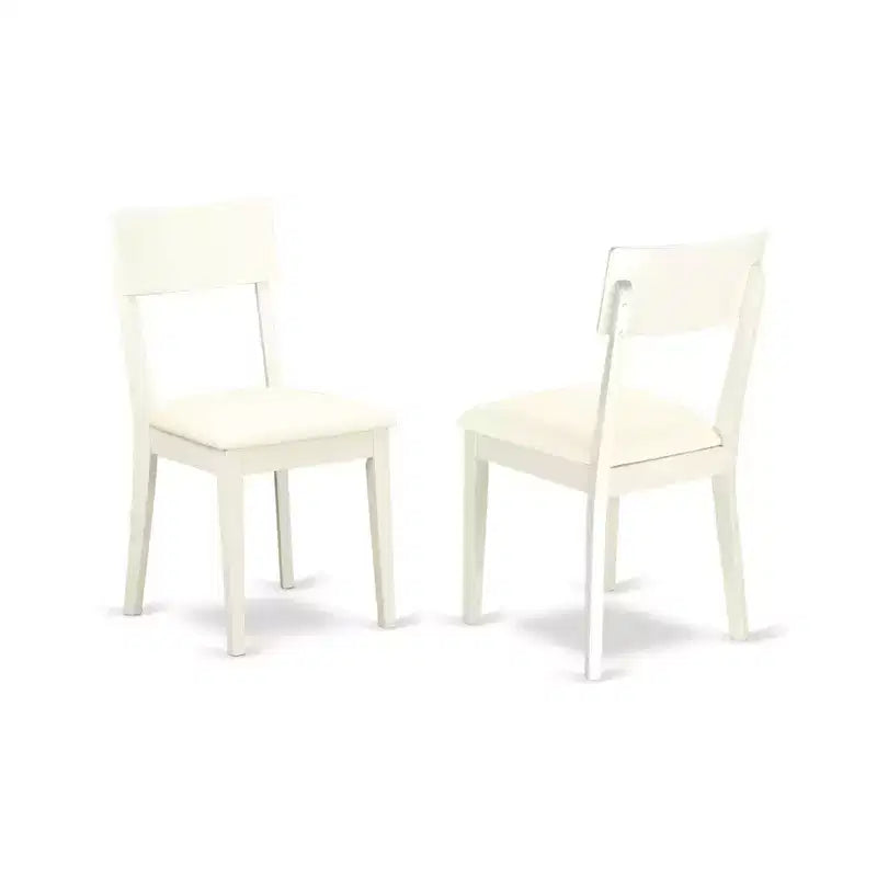 HomeStock 5-Piece Round Linen White Finish Solid Wood Top Dining Table with 4 Chairs