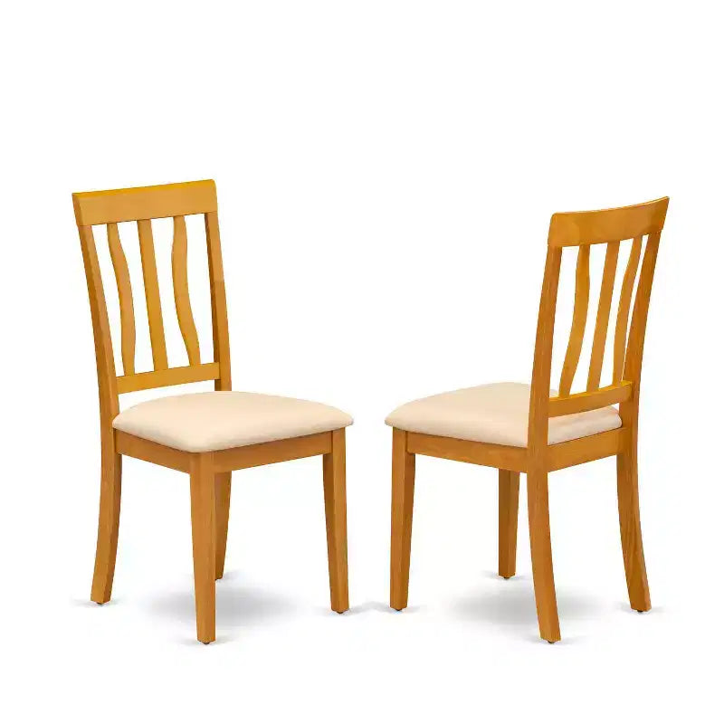 Ensemble Table et Chaises de Salle à Manger 4 Personnes - 5 Pièces - Chaises en Tissu Lin - Finition Chêne 36x36 Pouces