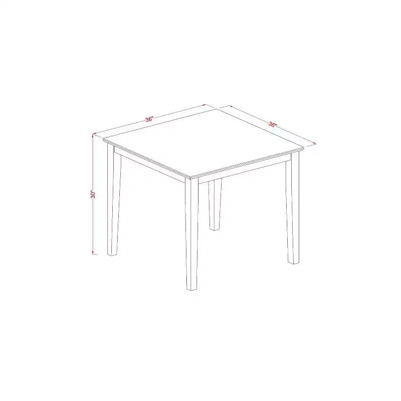 Ensemble de salle à manger 3 pièces HomeStock avec table carrée et dessus en bois massif finition acajou