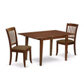HomeStock 3-Piece Mahogany Finish Rectangular Solid Wood Top With Butterfly Leaf Dining Table Set