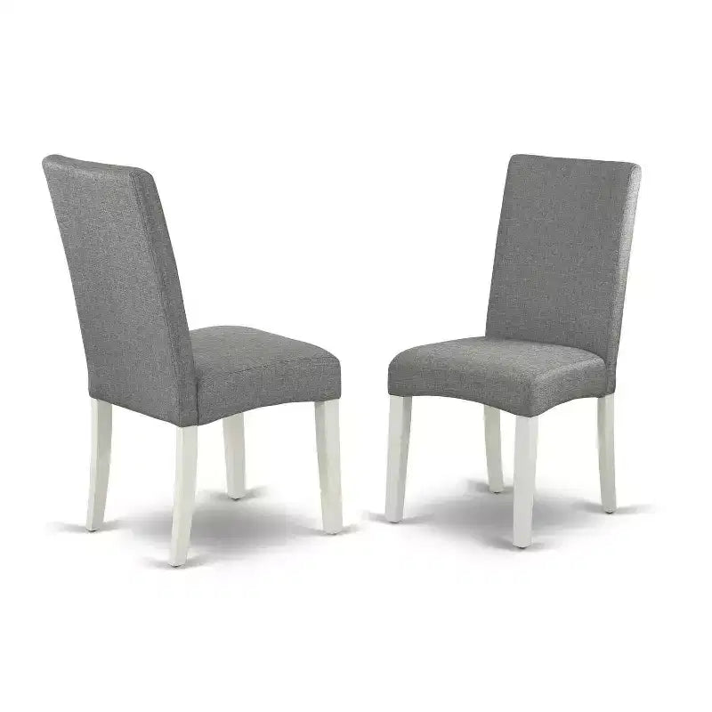 Ensemble de salle à manger moderne 5 pièces - Table de cuisine ronde et 4 chaises en tissu - 106 cm - Blanc lin